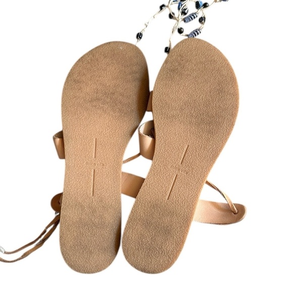 Dolce Vita Gladiator Sandals Size 10 Tan Leather Beaded Lace Up Flats Beachy - Picture 5 of 5